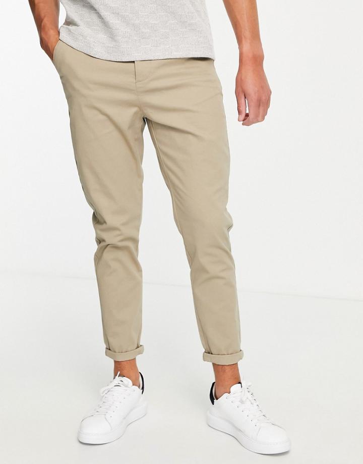 Asos Design Tapered Chinos In Light Brown