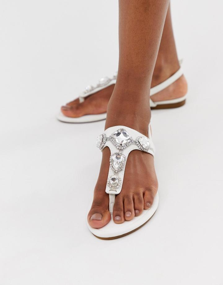 Pia Rossini Embellished Flat Sandal-white