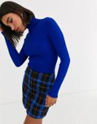 Beshka Basic Ribbed Roll Neck Sweater In Electric Blue
