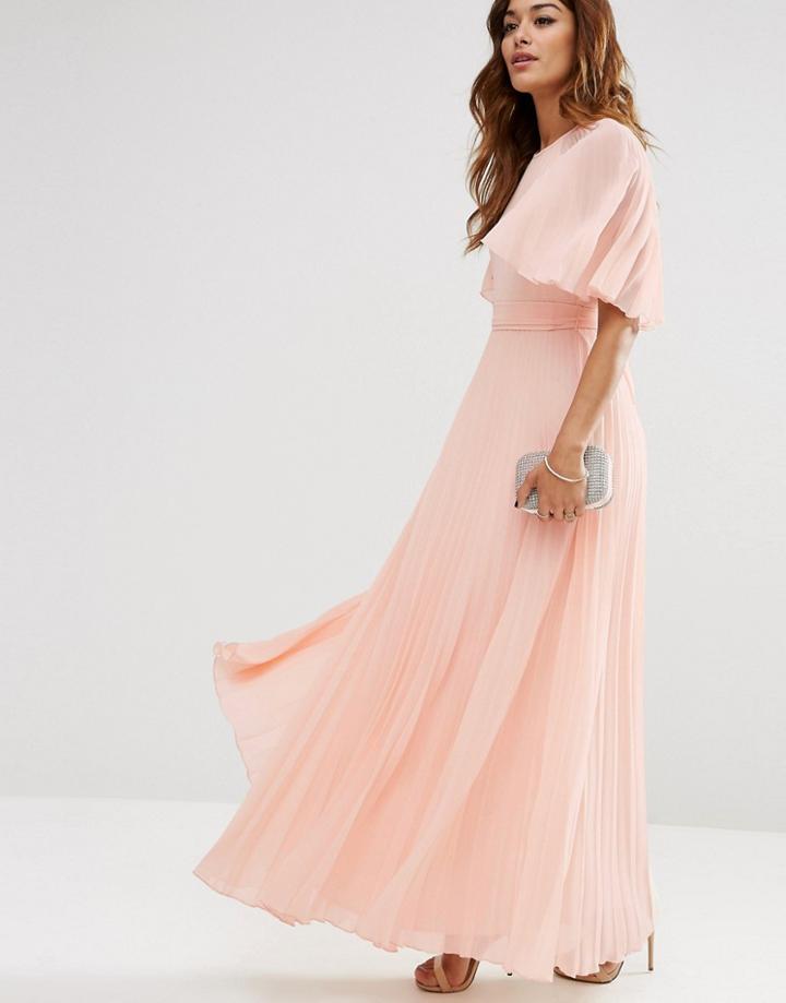 Asos Pleated Flutter Sleeve Caftan Maxi Dress - Burnt Orange
