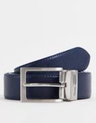 Gianni Feraud Real Leather Grain Effect Belt Dark Navy