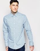 Original Penguin Reverse Side Floral Printed Poplin Long Sleeved Shirt - Blue
