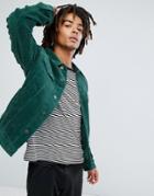 Asos Cord Jacket In Bottle Green - Green