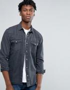 Pull & Bear Western Denim Shirt In Black In Regular Fit - Black