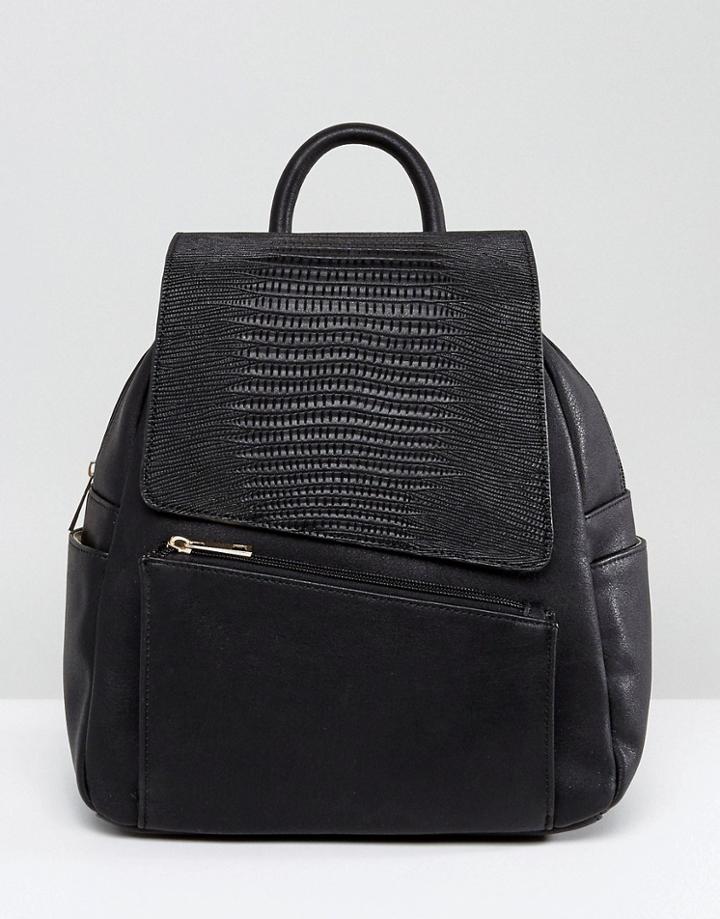 Park Lane Asymmetric Flapover Backpack - Black