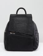 Park Lane Asymmetric Flapover Backpack - Black
