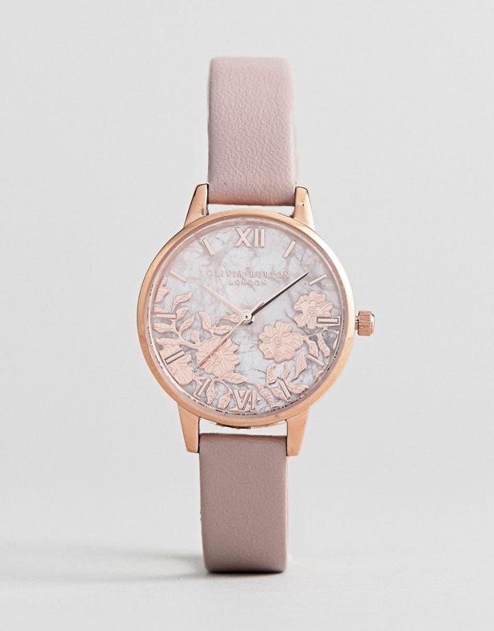 Olivia Burton Ob16mv84 Semi Precious Rose Quartz Vegan Watch In Pink - Pink
