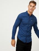 Hollister Muscle Fit Icon Logo Oxford Shirt In Navy - Navy