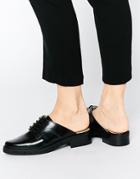 Park Lane Lace Up Chunky Leather Mules - Black