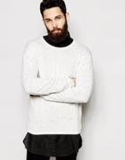 Cheap Monday Crew Knit Sweater Space Dye Fleck Melange - Cream Space Melange