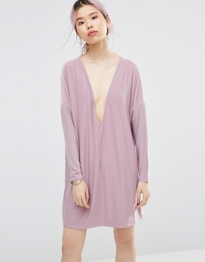 Daisy Street Plunge Dress - Mauve