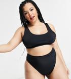Asos Design Curve Mix And Match High Leg High Waist Bikini Bottom In Black