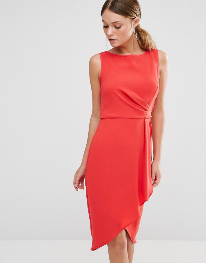 Coast Drew Twist Drape Front Dress With Wrap Skirt - Red