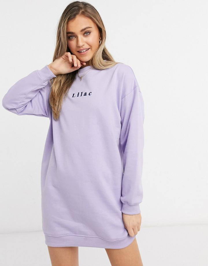 Heartbreak Sweater Dress With Embroidery In Lilac-purple