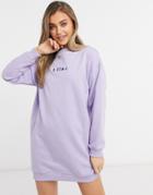 Heartbreak Sweater Dress With Embroidery In Lilac-purple