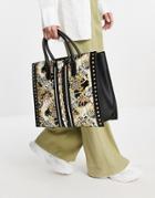 Aldo Aboma Tote Bag In Leopard Print With Hardwear-brown