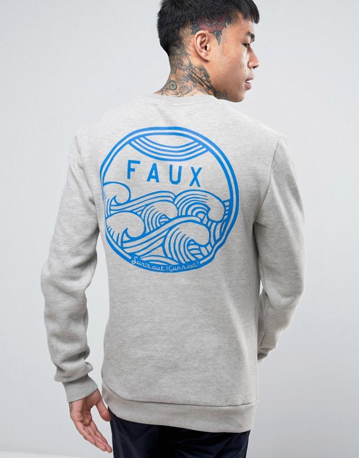 Friend Or Faux Cyclone Back Print Sweater - Gray