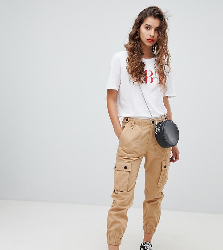 Bershka Utility Cargo Pants In Beige - Yellow