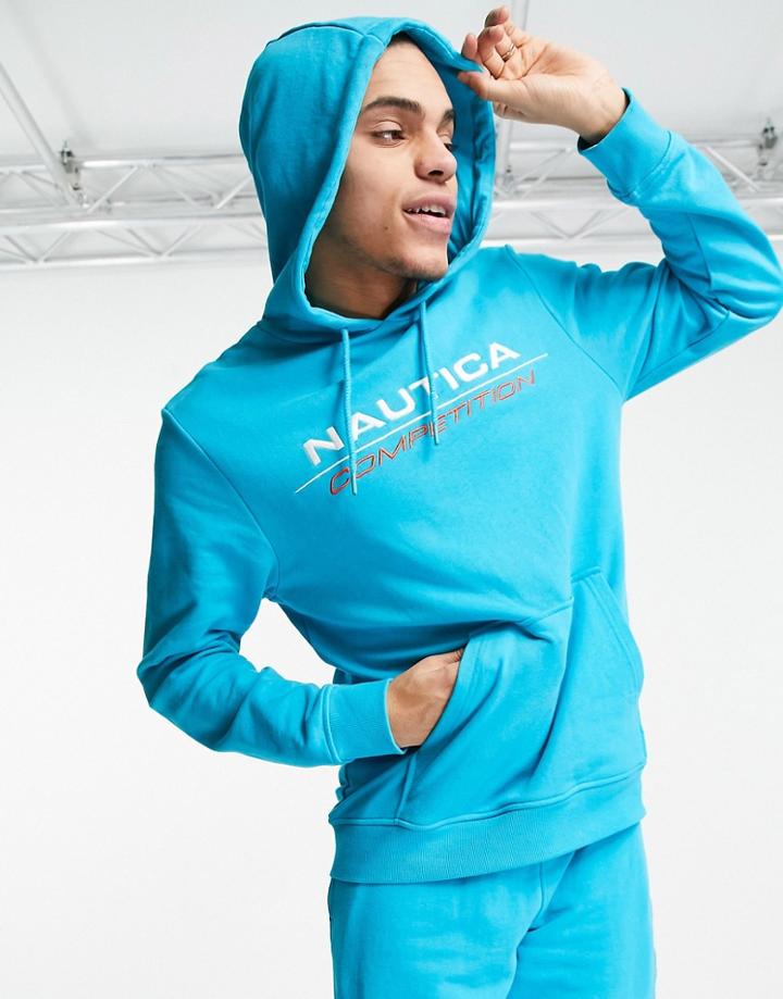 Nautica Competition Convoy Set Logo Hoodie In Aqua Blue-blues