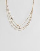 Asos Design Pack Of 3 Necklace With Jewel Moon And Star In Gold - Gold