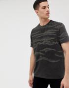 Allsaints Oversized T-shirt With Brushed Camo Print - White