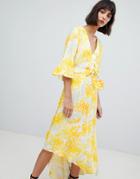 In Wear Selia Asymmetric Hem Print Dress-yellow
