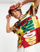 Asos Design Scooby Doo Boxy Oversized Shirt In 90s Block Print-green