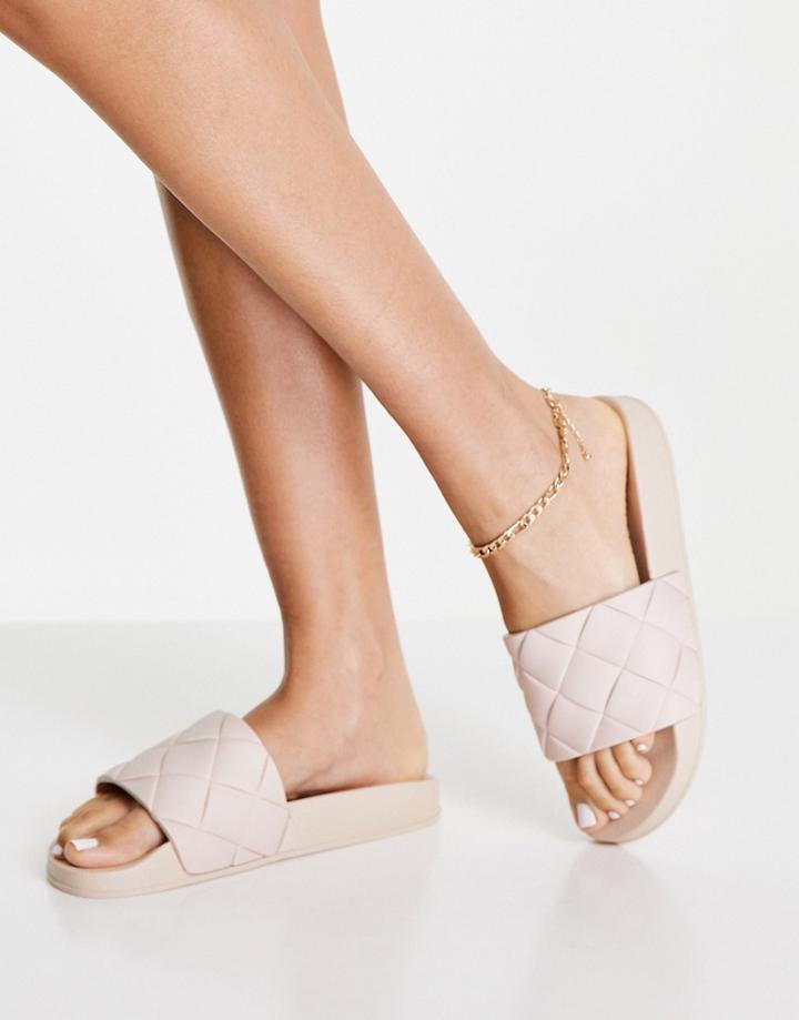 Truffle Collection Woven Pool Slide In Beige-neutral
