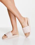 Truffle Collection Woven Pool Slide In Beige-neutral