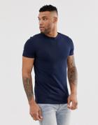 Asos Design Organic Skinny Fit Crew Neck T-shirt In Navy - Navy