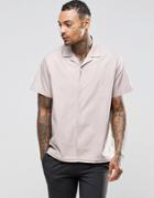 Asos Dusty Pink Shirt With Revere Collar And Elasticated Hem In Regular Fit - Pink