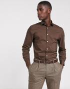 Moss London Extra Slim Shirt With Stretch In Brown - Brown