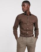 Moss London Extra Slim Shirt With Stretch In Brown - Brown