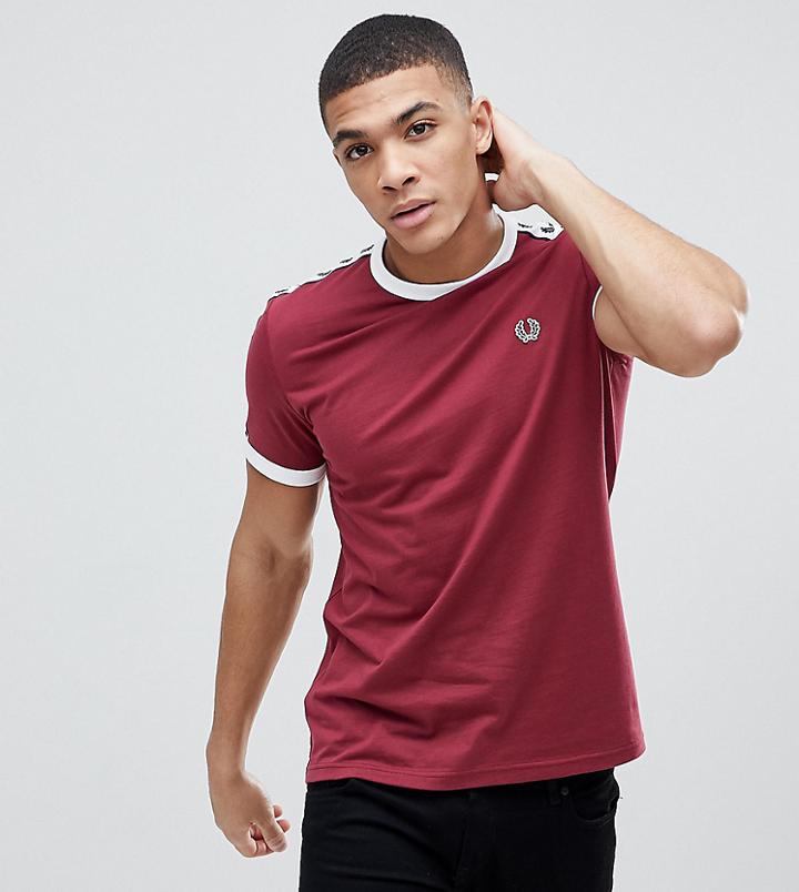 Fred Perry Sports Authentic Taped T-shirt In Burgundy - Red