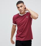 Fred Perry Sports Authentic Taped T-shirt In Burgundy - Red