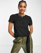 Asos Design Woven Tee With Knot Tie In Black
