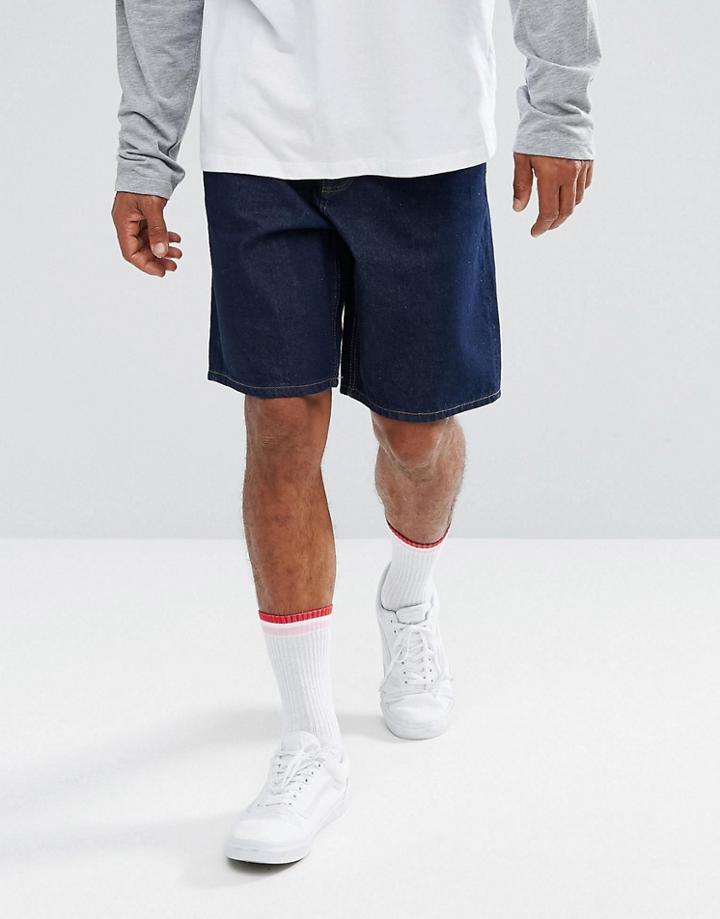 Asos Denim Shorts In Skater Fit Indigo - Blue