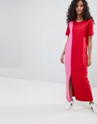 Asos Ultimate T-shirt Maxi Dress In Color Block - Multi