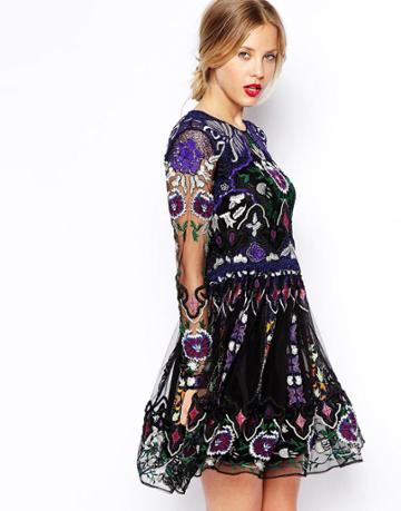Asos Premium Embellished Skater Dress