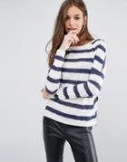 Vero Moda Molly Boatneck Stripe Top - Green