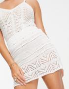 Miss Selfridge Crochet Mini Skirt In White - Part Of A Set