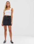 Miss Selfridge Denim Skirt With Pockets In Black - Black