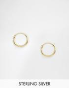 Asos Design Sterling Silver 12mm Hoop Earrings With 14k Gold Plating