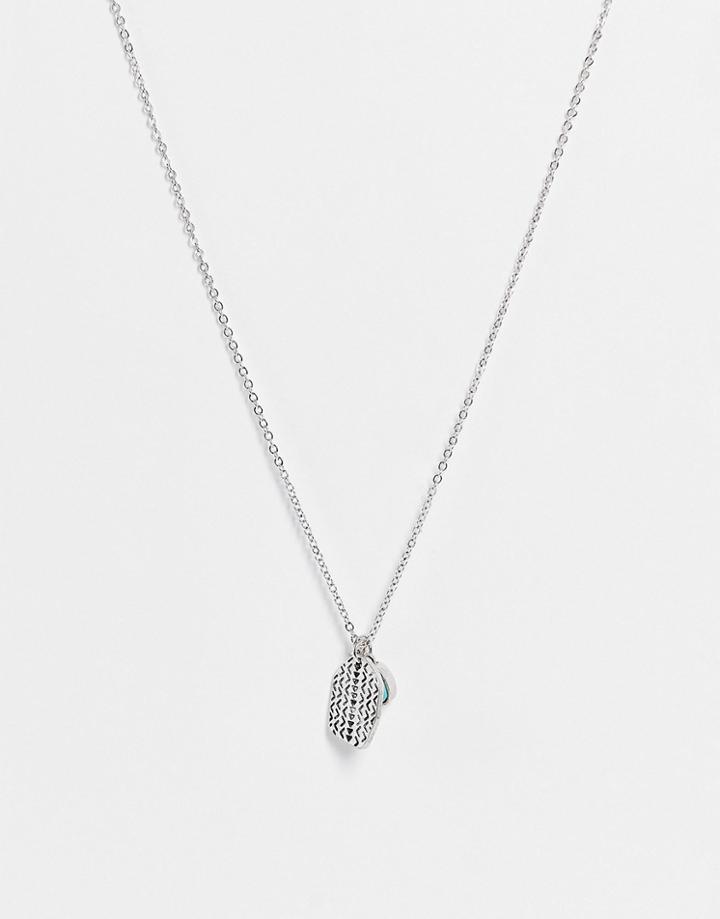 Classics 77 Triangle Blue Stone Chain Pendant In Silver