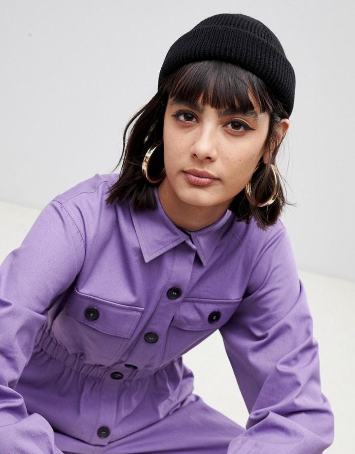 Asos Design Mini Fisherman Beanie-black
