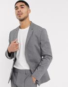 Asos Design Skinny Suit Jacket In Gray Jersey-grey