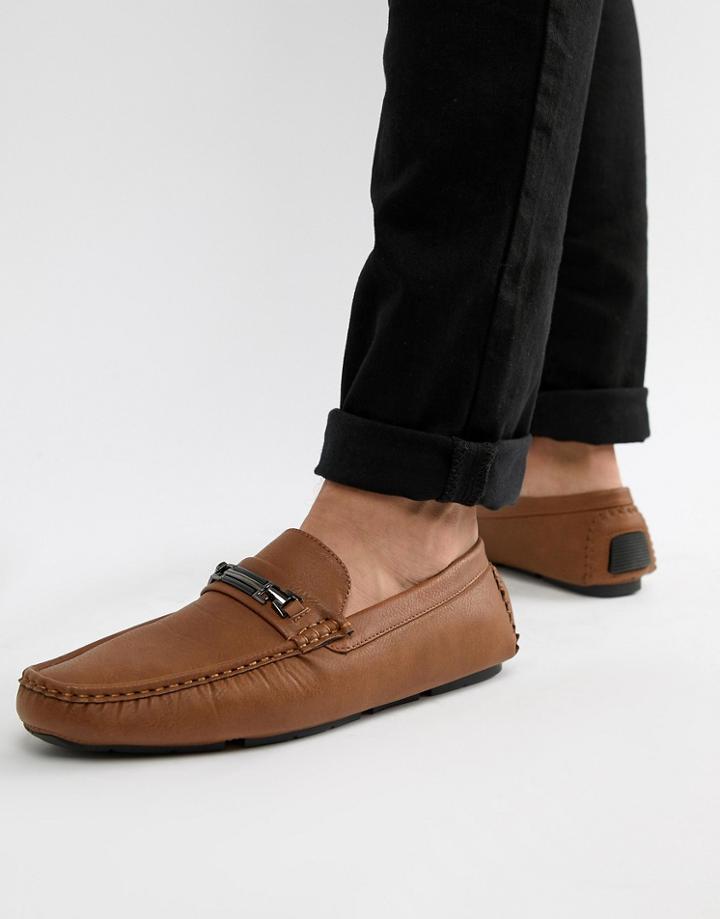 Truffle Collection Metal Bar Driver Shoe In Tan