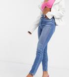 Asos Design Petite High Rise Ridley 'skinny' Jeans In Pretty Mid Stonewash-blues