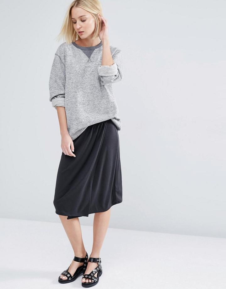 Selected Radia Pencil Skirt With Drape Detail - Black
