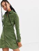 Noisy May Zip Through Cord Mini Dress-green